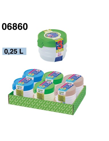 FIAMBRERA 0.25L SET 3UND REDONDOS TAPA OPACA