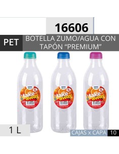 BOTELLA ZUMO/AGUA 1L TAPON PREMIUM COLORES