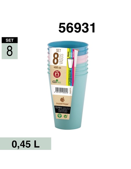SET 8 VASOS PREMIUN 0.45L SURTIDO