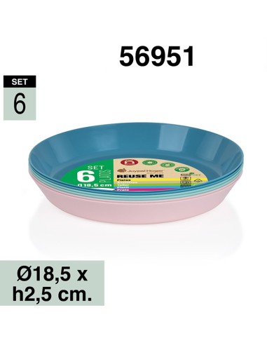 SET 6 PLATOS PREMIUN EXTRA 18.5X2.5 SURTIDOS