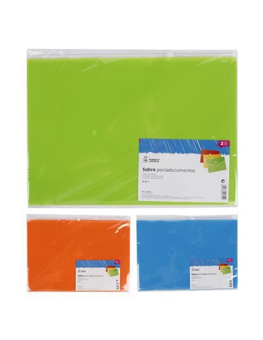 SOBRE DOCS 2 UDS PLASTICO 36X26CM 4 COLORES