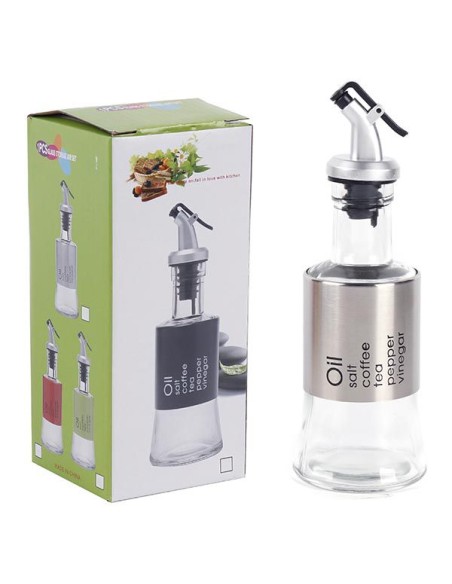 ACEITERA 200ML CRISTAL Y ACERO