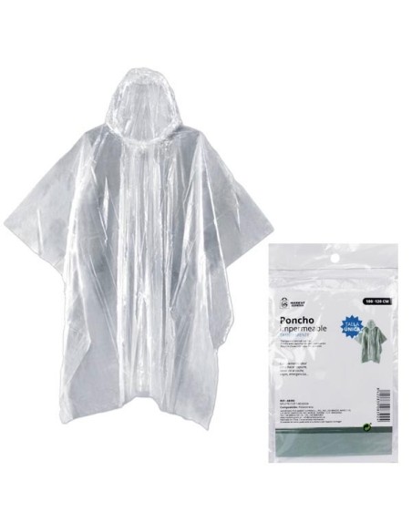 PONCHO IMPERMEABLE TRANSPARENTE 100X120CM