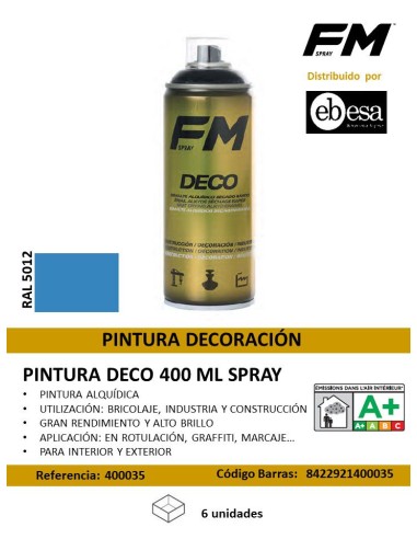 SPRAY 400ML AZUL PINTURA DECO RAL 5012