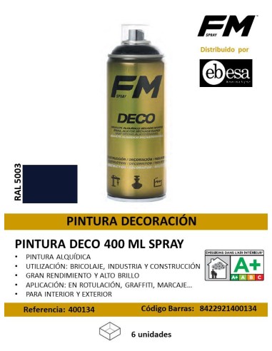 SPRAY 400ML AZUL PINTURA DECO RAL 5003