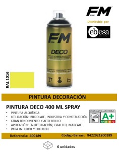 SPRAY 400ML AMARILLO PINTURA DECO RAL 1016