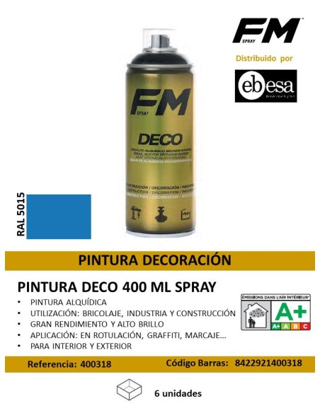 SPRAY 400ML AZUL PINTURA DEC RAL 5015