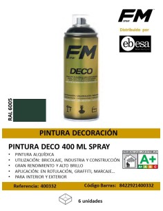 SPRAY 400ML VERDE PINTURA DECO RAL 6005