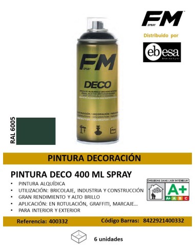 SPRAY 400ML VERDE PINTURA DECO RAL 6005