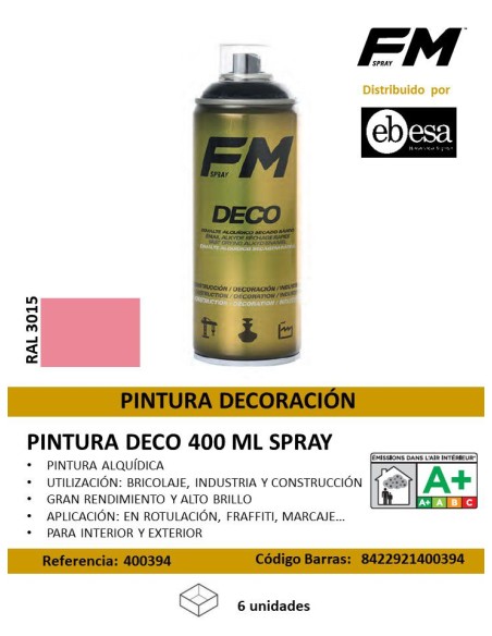 SPRAY 400ML ROSA PINTURA DECO  RAL 3015