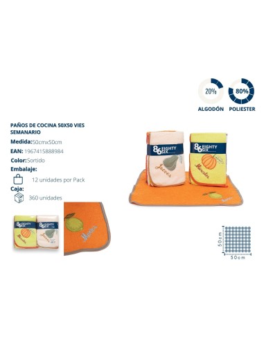 PAÑOS DE COCINA 50X50 SEMANARIO COM CINTA