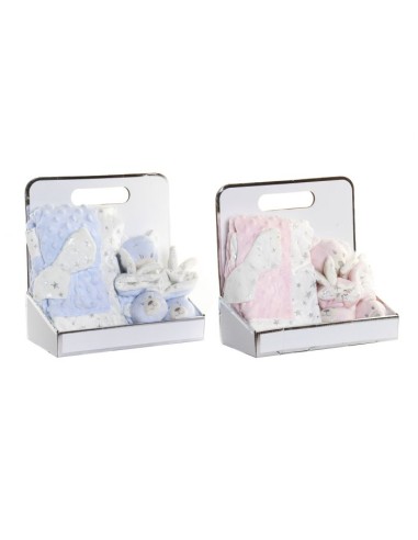 PELUCHE MANTA SET 3 POLIESTER 26X13X26 OSITO AZUL