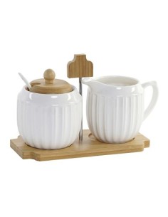 AZUCARERO 19X9X13CM SET 3 PORCELANA BAMBU BLANCO