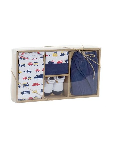 BEBE SET 4 ALGODON 180 GR 0-6 MESES AZUL