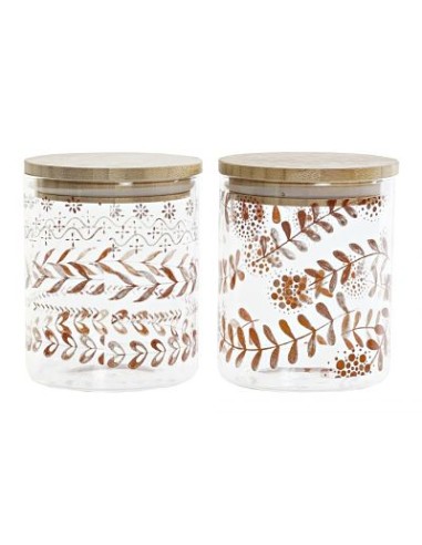 BOTE 700ML 10X10X12.5CM BOROSILICATO BAMBU  2 SURT.