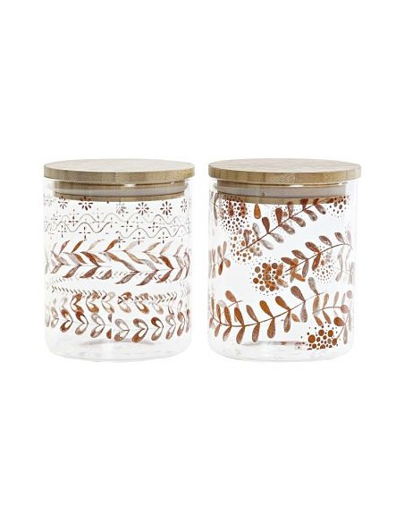 BOTE 700ML 10X10X12.5CM BOROSILICATO BAMBU  2 SURT.