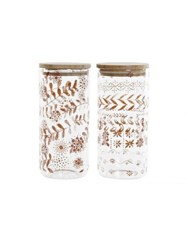 BOTE 1.4L 10X10X22CM BOROSILICATO BAMBU 2 SURT.