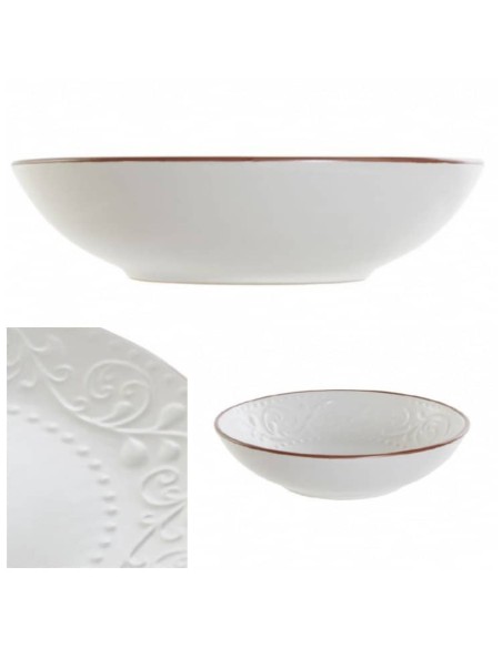 PLATO 20.5X20.5X5CM GRES  RELIEVE BLANCO