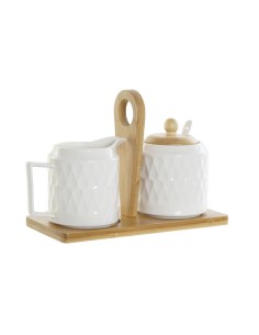 AZUCARERO 12X7.5X8.5CM SET 3 PORCELANA BAMBU BLANCO