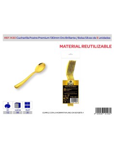CUCHARILLA POSTRE PREMIUM REUSE ORO BRILLANTE L.8