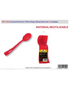 CUCHARA PREMIUM REUTILIZABLE ROJO BRILLANTE L.12
