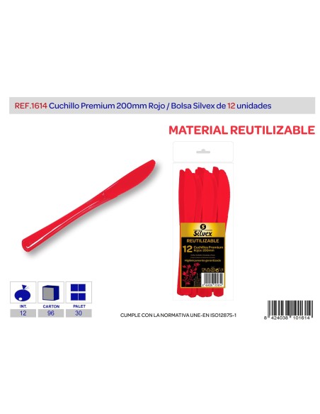 CUCHILLO PREMIUM REUTILIZABLE ROJO BRILLANTE L.12