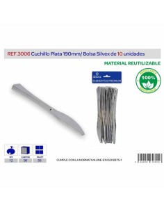 CUCHILLO REUTILIZABLE PLATA L.10