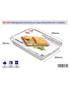 LOTE 3 BANDEJA ALUMINIO EXTRA + TAPA