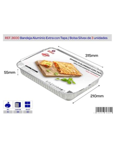 LOTE 3 BANDEJA ALUMINIO EXTRA + TAPA