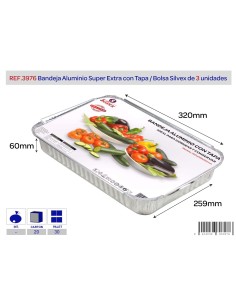 BANDEJA RECT 32X25X6CM 3UND C/TAPA