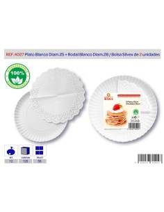 L/2 PLATO BLANCO 25CM + RODAL 28CM