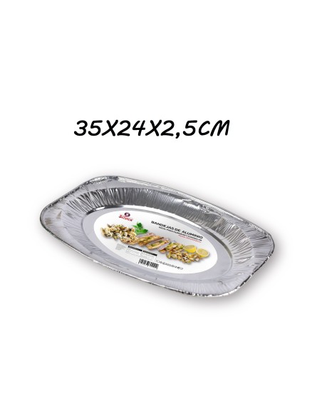 BANDEJA ALUMINIO OVALADA 35X24X2,5CM LLANA (LOTE 1 U)