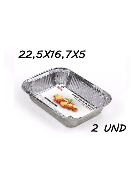 BANDEJA ALUMINIO 22.5X16.7X5CM 2 UNIDADES