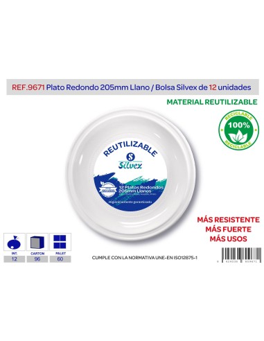 PLATO MED. LLANO LOTE DE 12