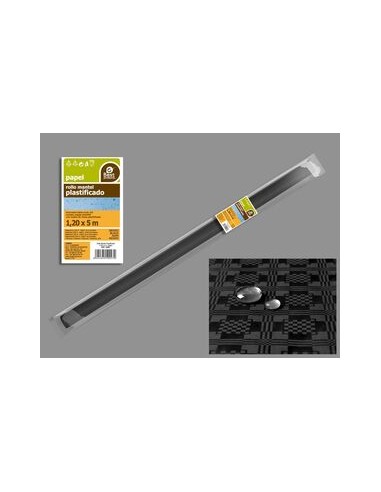 ROLLO MANTEL PLASTIFICADO NEGRO 5 X 1,20 M MANTEL PLASTIFICA