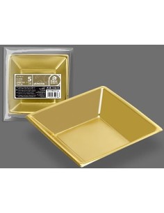 S/5 PLATO CUADRADO HONDO ORO 18 X 18 CM