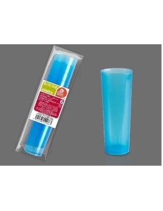 S/6 VASO TUBO 300CC AZUL REUTILIZABLE