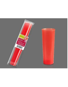 S/10 VASO TUBO 300 CC ROJO REUTILIZABLE S/10 VASO TUBO 300 C