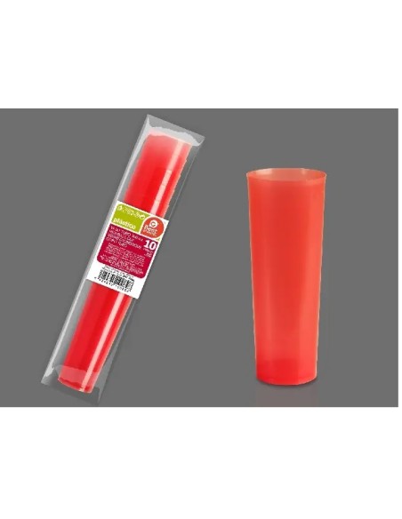 S/10 VASO TUBO 300 CC ROJO REUTILIZABLE S/10 VASO TUBO 300 C