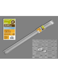 ROLLO MANTEL PLASTIFICADO PLATA 5 X 1,20 M