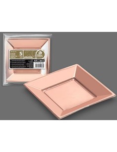 S/5 PLATO 18CM CUADRADO LLANO ROSA ORO PS