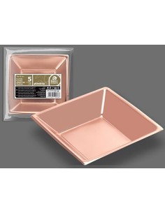 S/5 PLATO CUADRADO HONDO ROSA ORO PS 18 X 18 CM