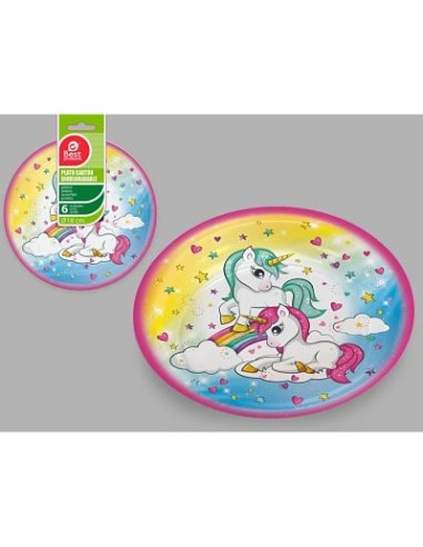 S/6 PLATO LLANO 18CM UNICORNIO