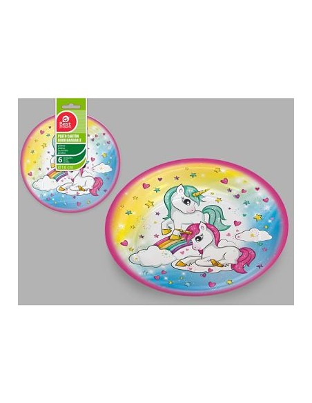 S/6 PLATO LLANO 18CM UNICORNIO