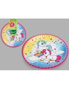 S/4 PLATO LLANO DISEÑO UNICORNIO 23 CM