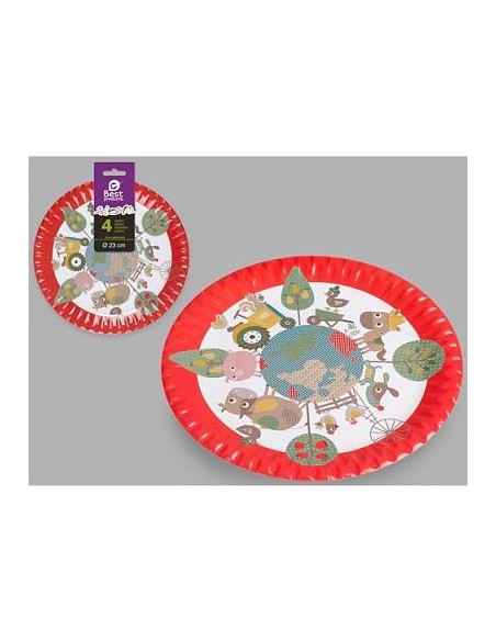 S/4 PLATO LLANO DISEÑO GRANJA 23 CM