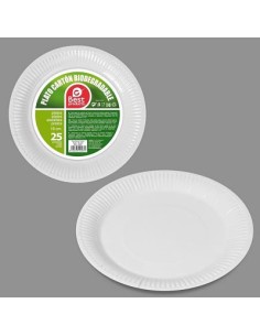 S/25 PLATO CARTÓN BLANCO BIODEGRADABLE 18 CM
