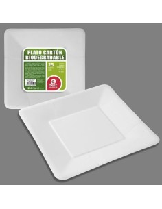 S/25 PLATO CUADRADO 18CM CARTON BLANCO BIODEG