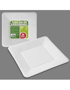 S/50 PLATO 18CM CUADRADO CARTON BLANCO BIODEG