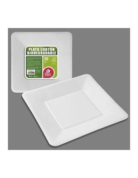 S/50 PLATO 18CM CUADRADO CARTON BLANCO BIODEG